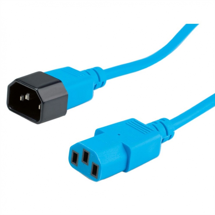Cablu prelungitor alimentare IEC 320 C14 – C13 Albastru 0.8m, Roline 19.08.1527